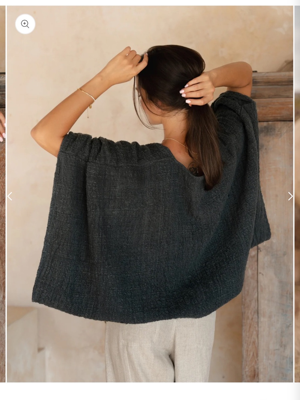 Nomad Charcoal Open-Front Cotton Shrug - Picture 3 of 8